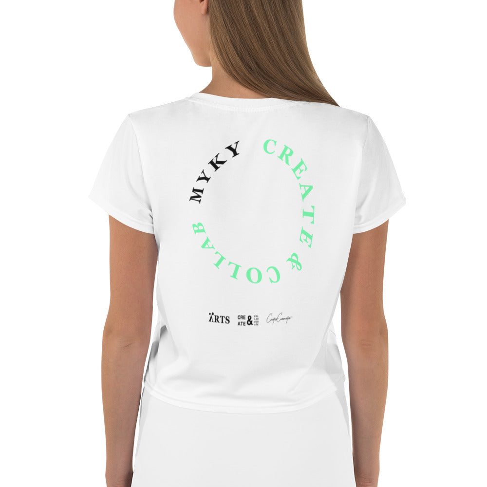 Collab Crop Tee White/Mint