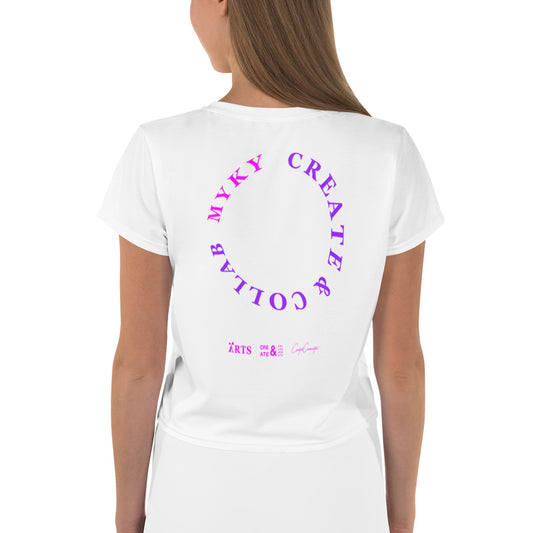 Collab Crop Tee White/Purple