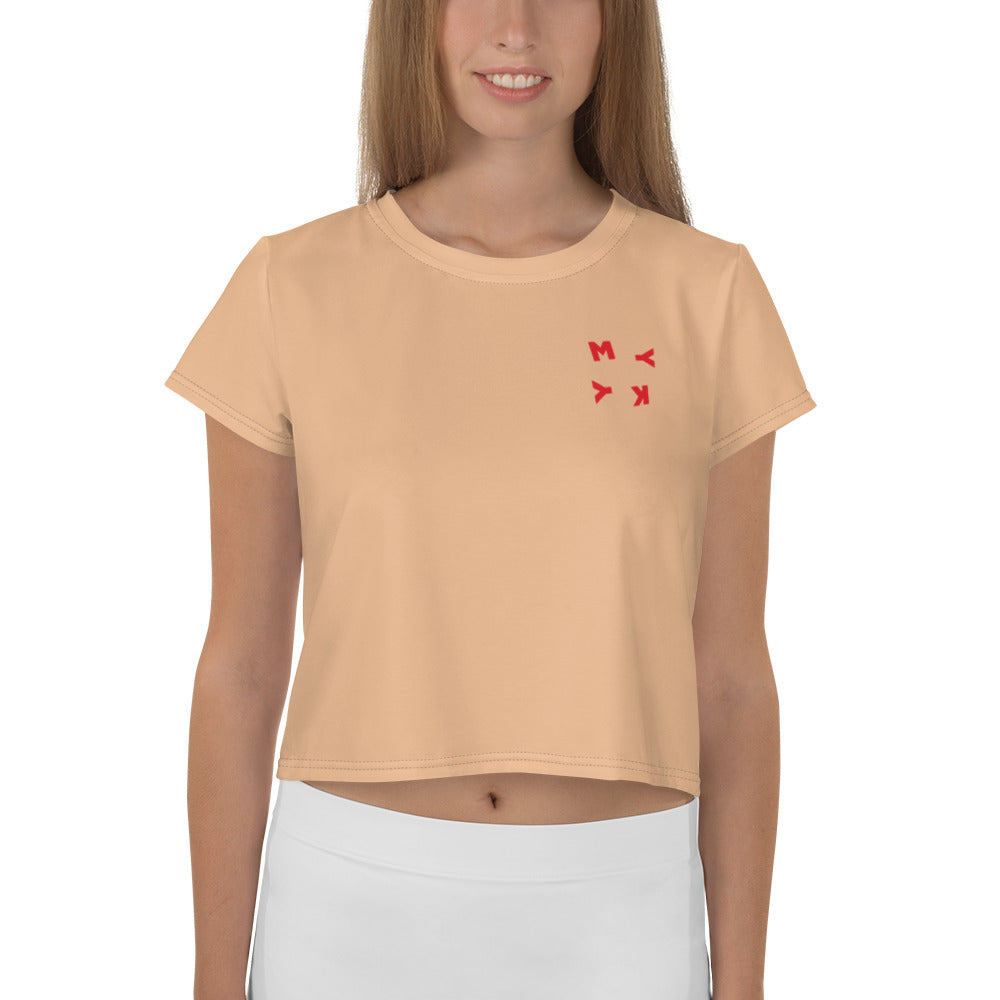 Collab Crop Tee Beige/Red