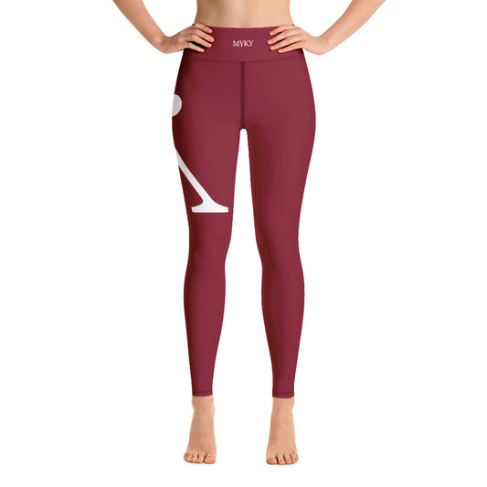 Yoga Leggings Maroon/White copy